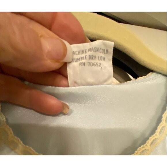 Charmeuse Satin & Lace Nightgown Baby Blue Sz.L Button Front - Picture 15 of 15